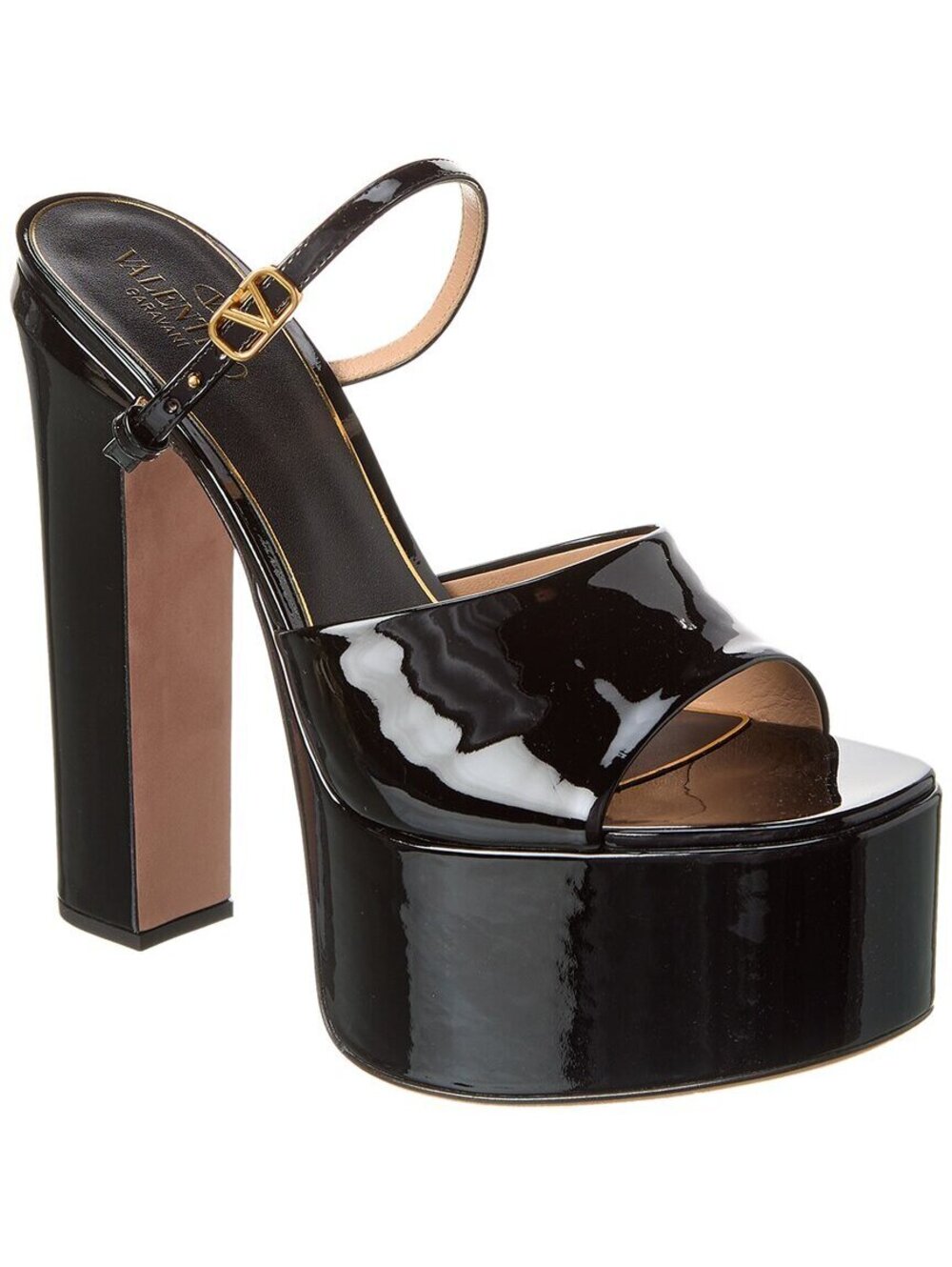 Valentino VLogo Tan-Go 155 Platform Sandals Black 39.5 New